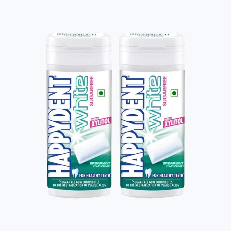 Happydent White Spearmint Sugar Free Chewing Gum - Pack of 2