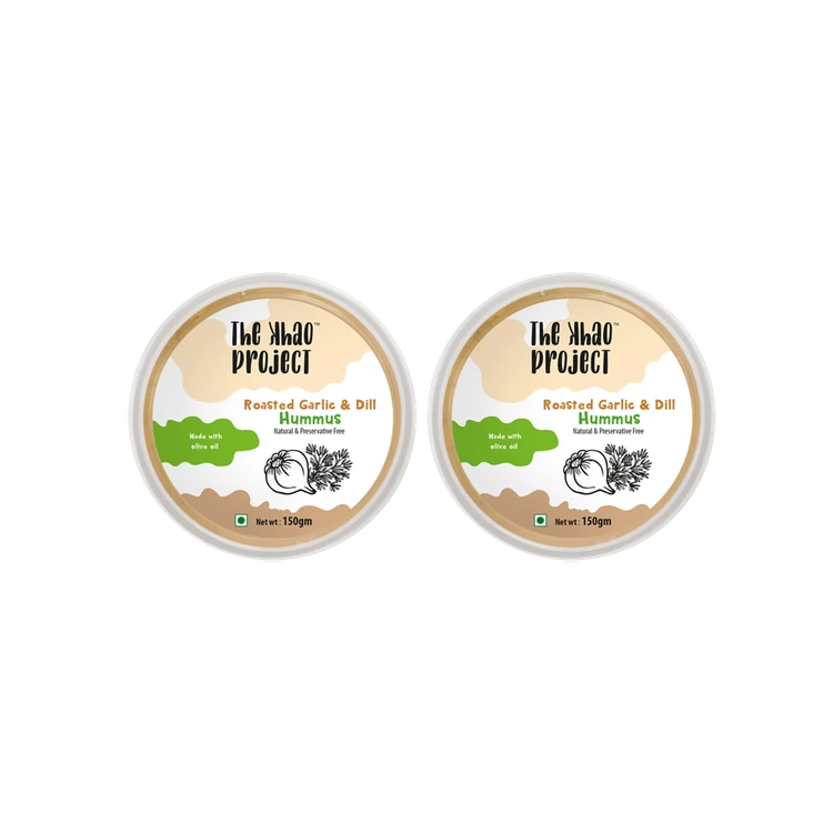 The khao project Roasted Garlic & Dill Hummus Dip - Pack of 2