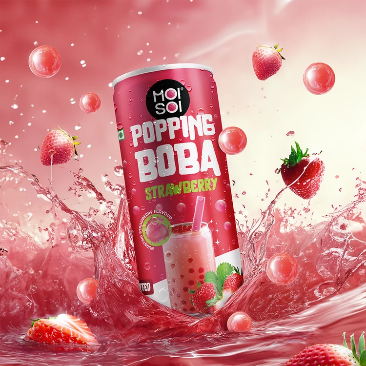 Moi Soi Popping Strawberry Boba Drink