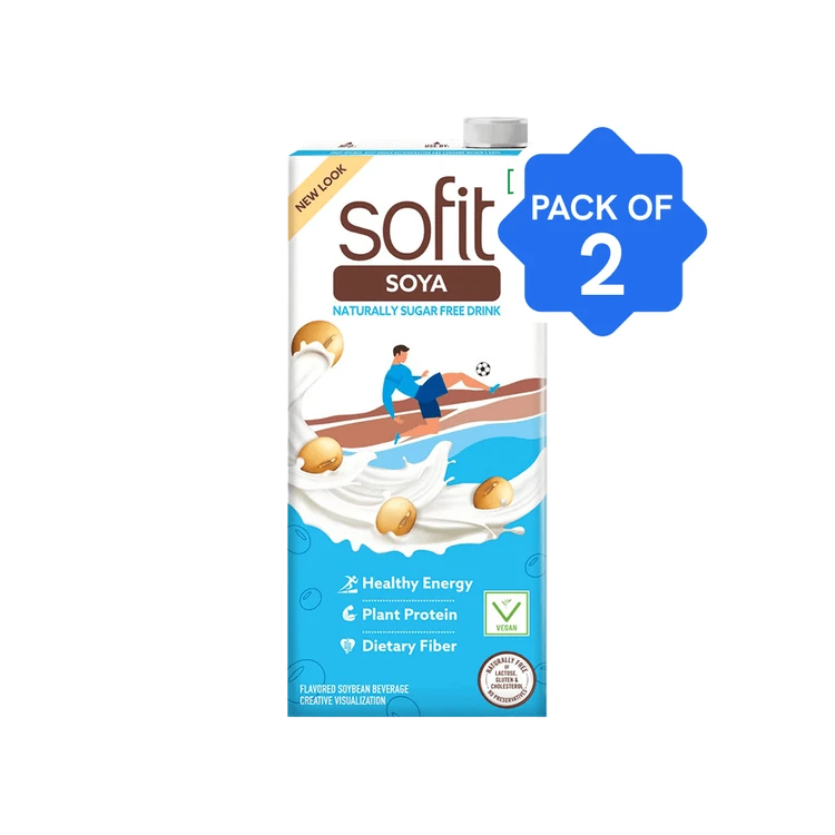 Sofit Natural Soy Beverage (Sugar Free, Vegan) - Pack of 2