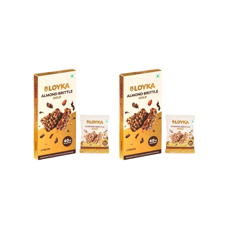 Loyka Almond Brittle Gold Milk Chocolate Pack - Pack of 2