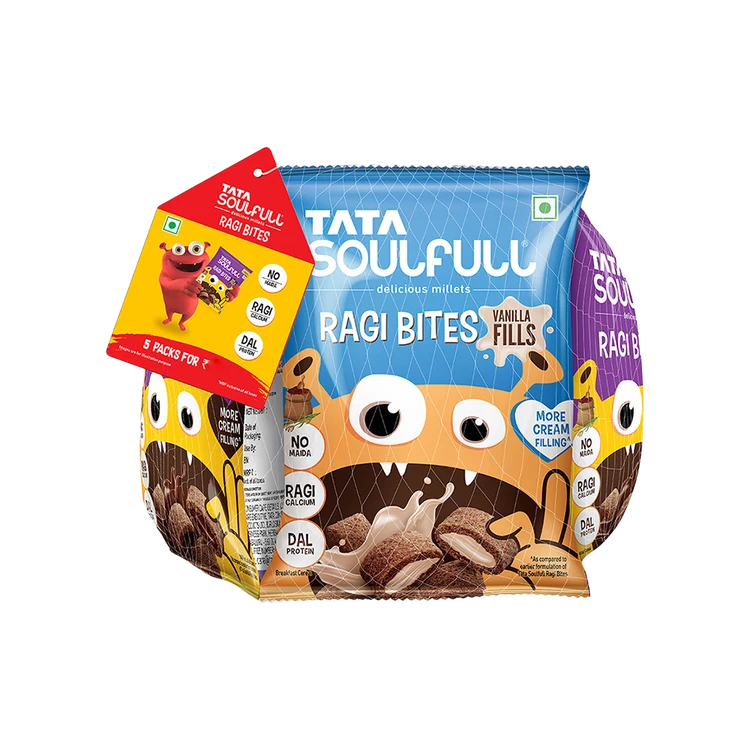 Tata Soulfull Ragi Bites Breakfast Cereal Combo pack (Choco Fills, Vanilla Fills & Strawberry Fills)