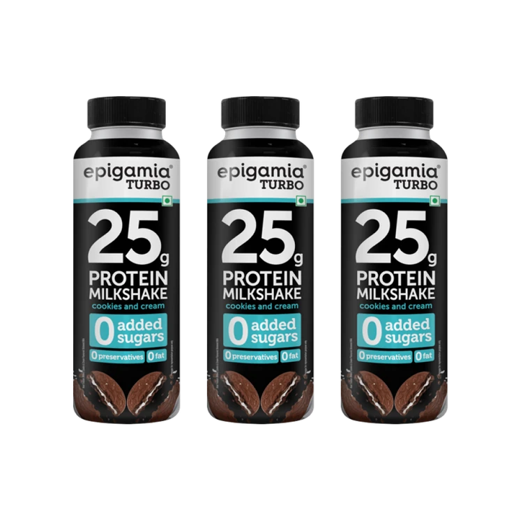 epigamia Turbo Cookies & Cream Protein Milkshake - Pack of 3