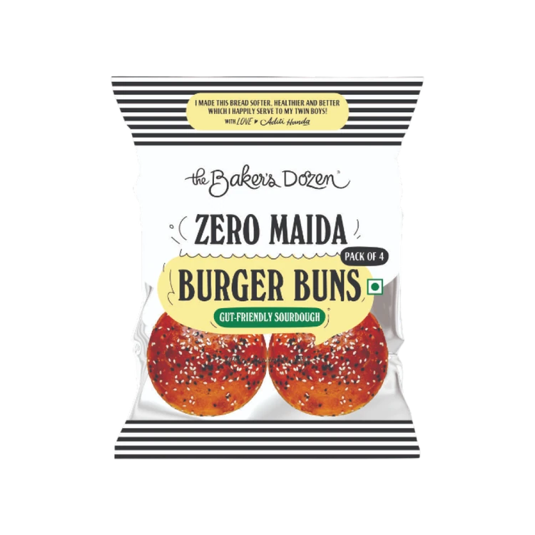 The Baker's Dozen Zero Maida Whole Wheat Sourdough Burger Bun