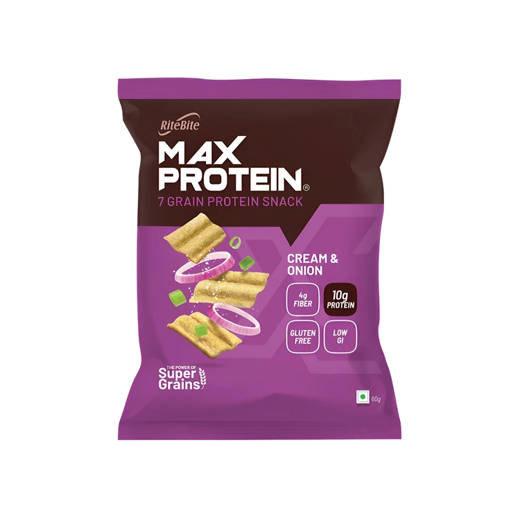 RiteBite Max Protein Cream & Onion 10 g Protein Multigrain Chips