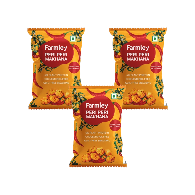 Farmley Peri Peri Roasted Flavoured Makhana Roasted In Olive Oil - Pack of 3