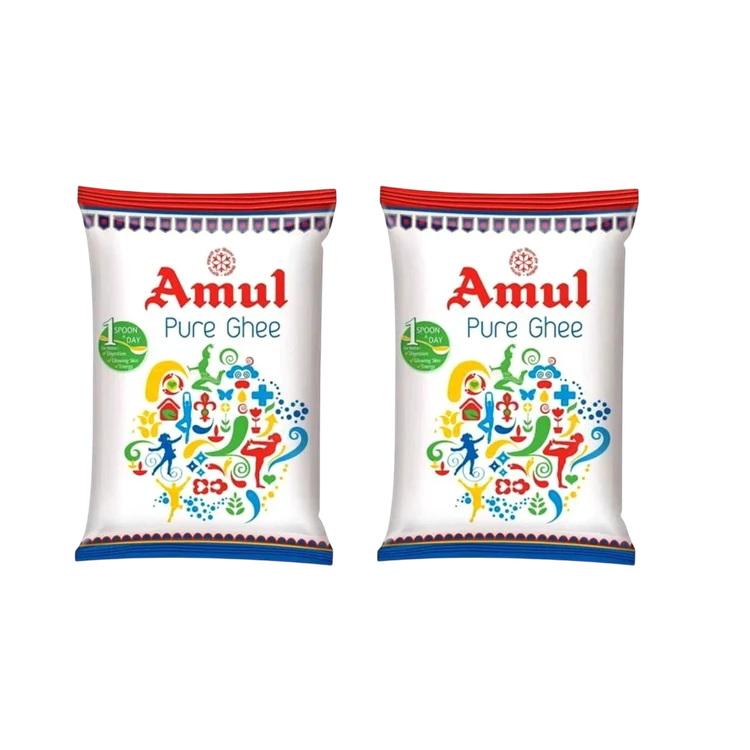 Amul Pure Ghee (Pouch) - Pack of 2 (Tuppa)