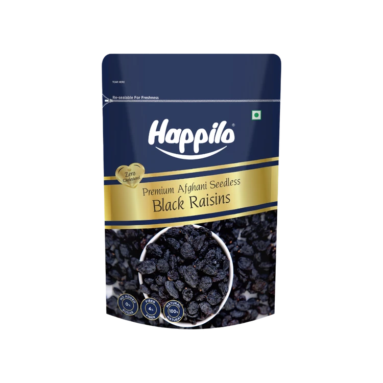 Happilo Premium Afghani Seedless Black Raisins (Kappu Drakshi Dried)