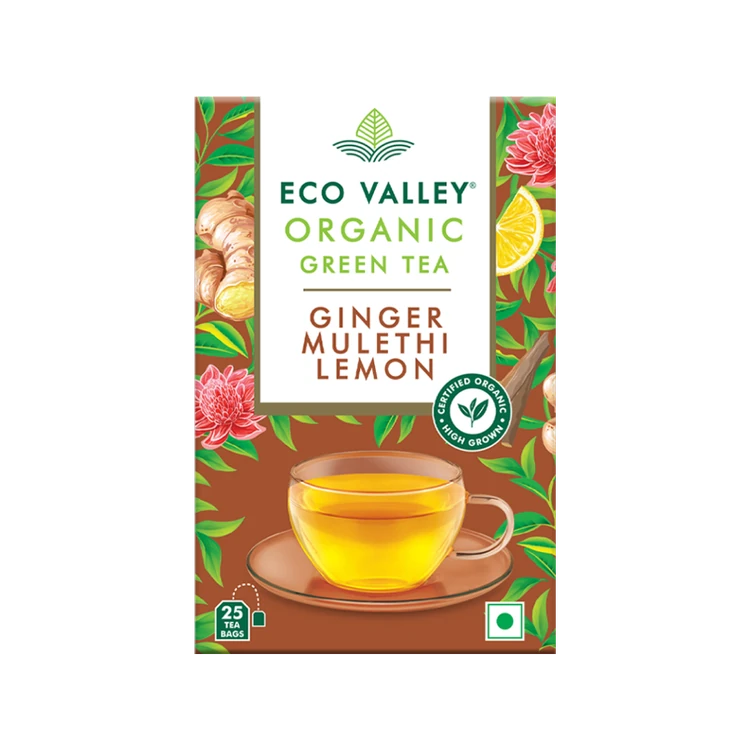 Eco Valley Ginger Mulethi Lemon Green Tea Bags