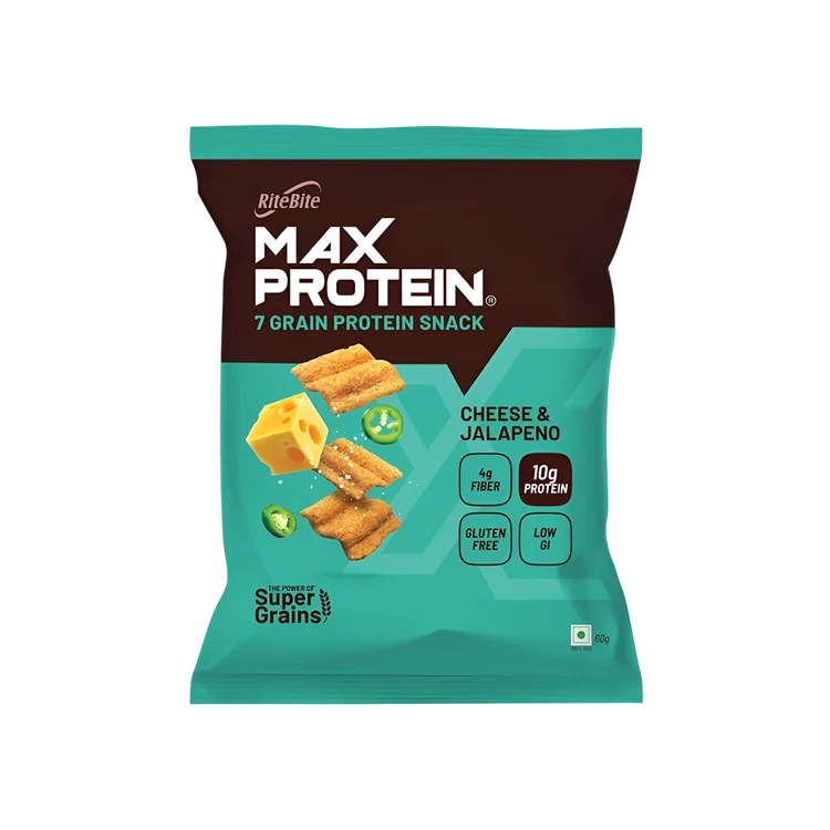 RiteBite Max Protein Cheese & Jalapeno 10 g Protein Multigrain Chips