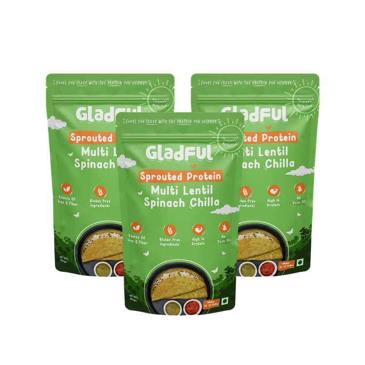 Gladful Multi Lentil Spinach Chilla Mix - Pack of 3