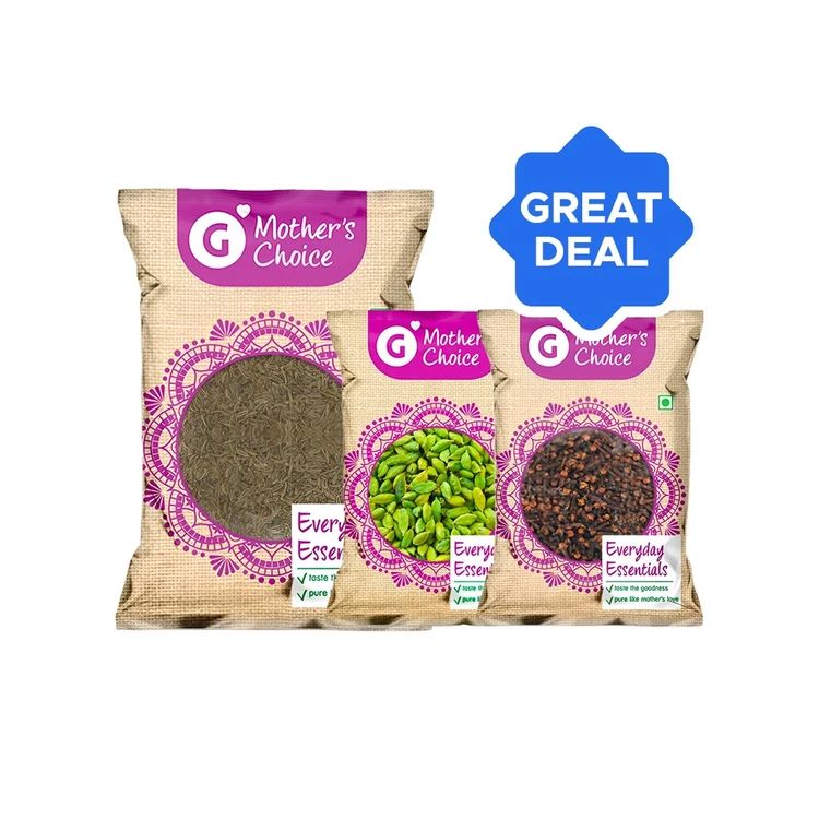 GMC Premium Green Cardamom Whole/Elaichi + GMC Clove Whole/Laung + GMC Shah Cumin Seeds / Jeera Seeds Combo