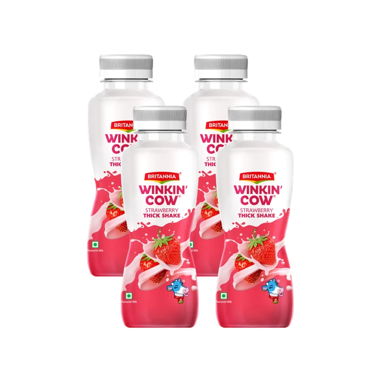 Britannia Winkin Cow Strawberry Thick Milkshake - Pack of 4