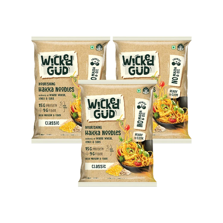 WickedGud No Maida & No Oil Hakka Noodles - Pack of 3