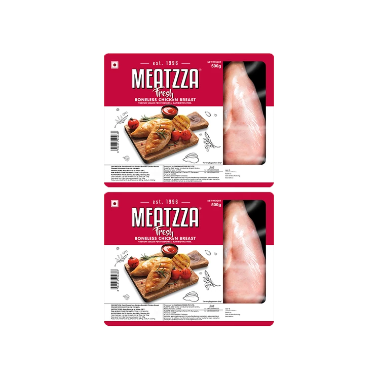 Meatzza Boneless Frozen Chicken Breast (Antibiotic Free) - Pack of 2