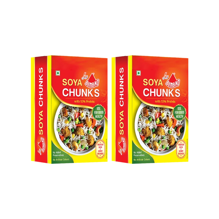 Bambino Soya Chunks With 53% Protein - Pack of 2