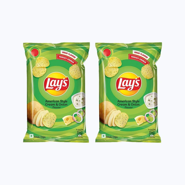 Lay's American Style Cream & Onion Potato Chips (143 g) - Pack of 2