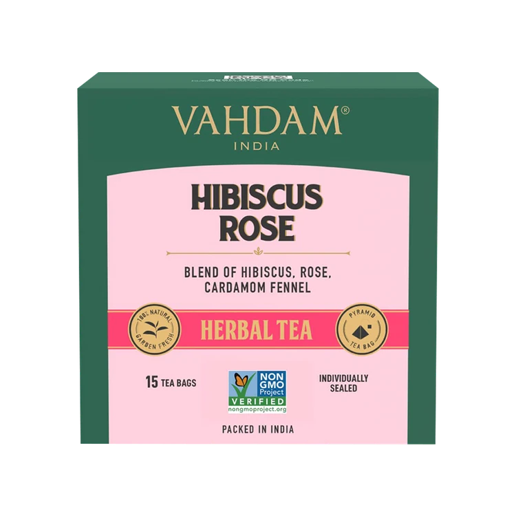 Vahdam Hibiscus Rose Herbal Tea Bags