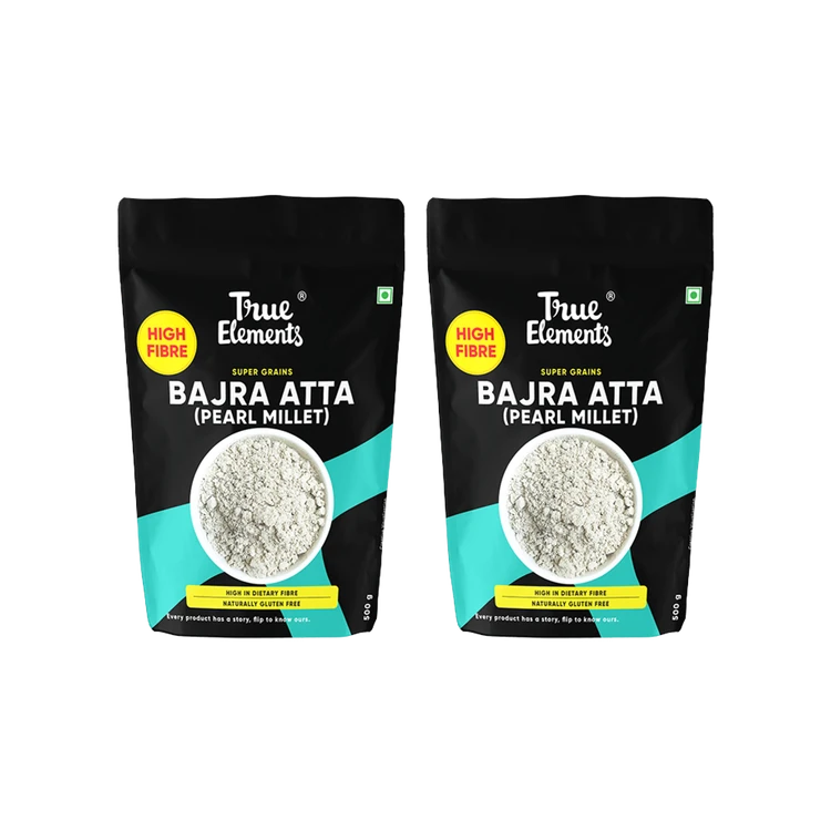 True Elements Bajra Flour (Pearl Millet) - 500 g - Pack of 2 (Sajje Hittu)