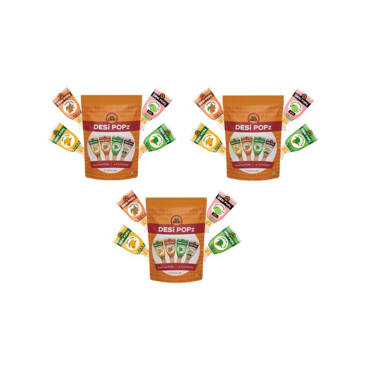 GO DESI Assorted Desi Popz Lollipop Candy - Pack of 3