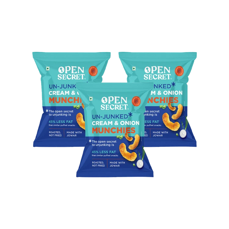 Open Secret Cream & Onion Munchies Snack - Pack of 3
