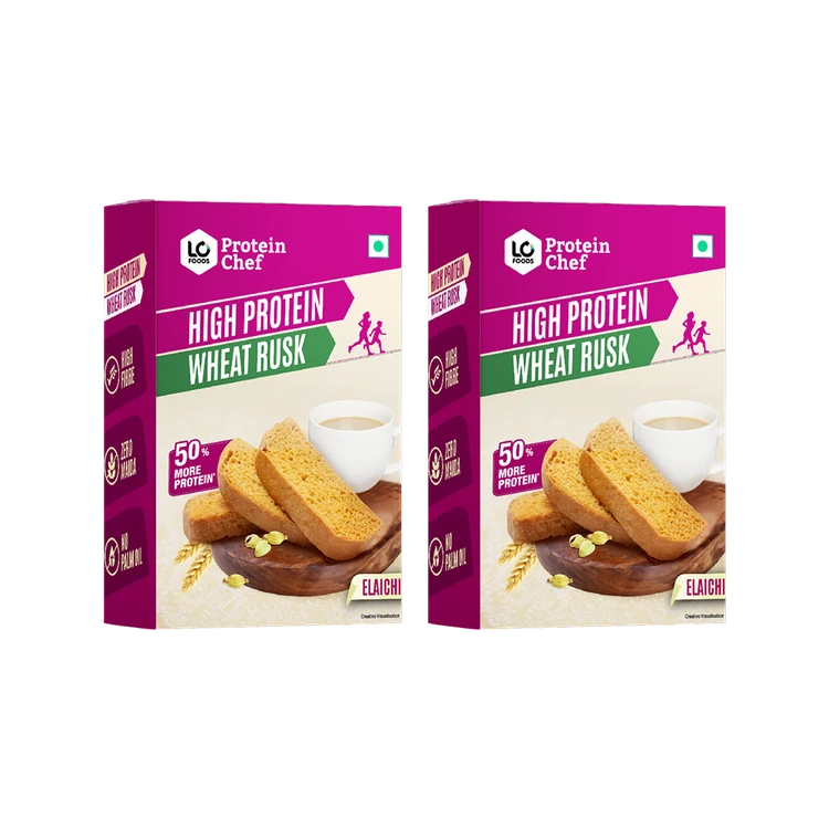 Protein Chef High Protein No Maida Premium Rusk (Elaichi Toast) - Pack of 2