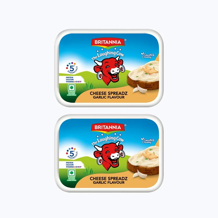 Britannia Laughing Cow Roasted Garlic Cheese Spread - Pack of 2
