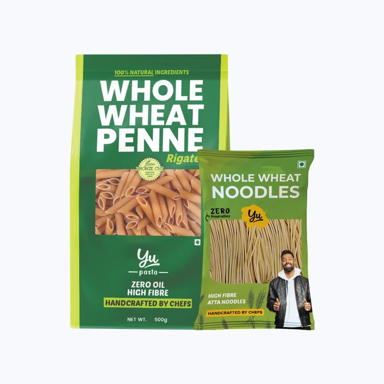 Yu 100% Whole Wheat Noodles +  100% Whole Wheat Penne Pasta Combo