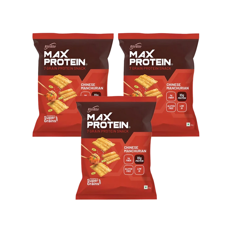 RiteBite Max Protein Chinese Manchurian 10 g Protein Multigrain Chips - Pack of 3