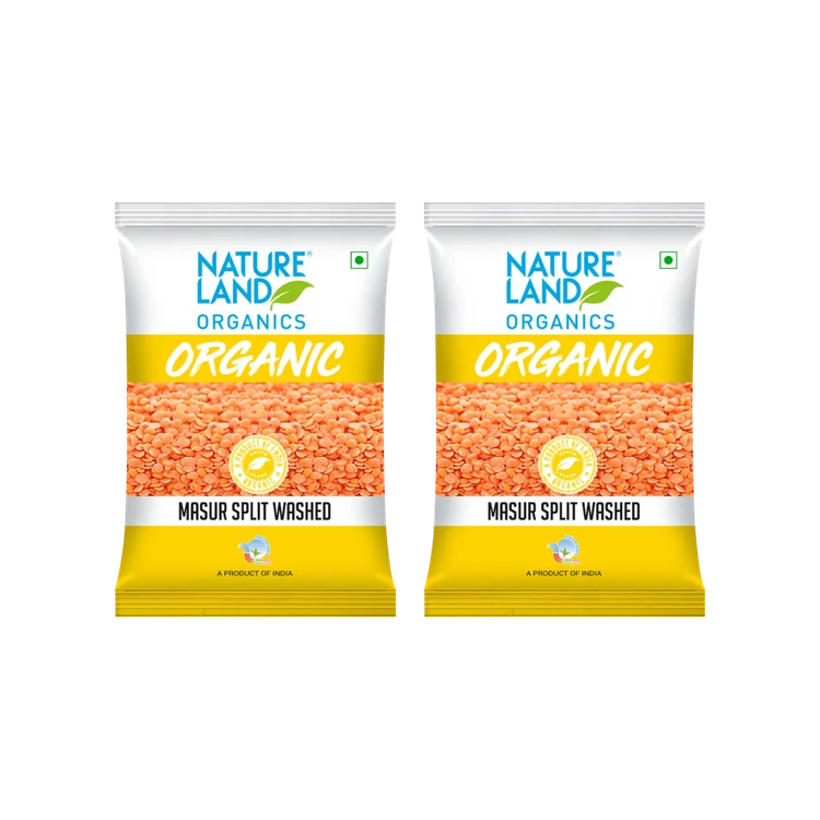 Natureland Organic Masoor Dal Split Washed - Pack of 2