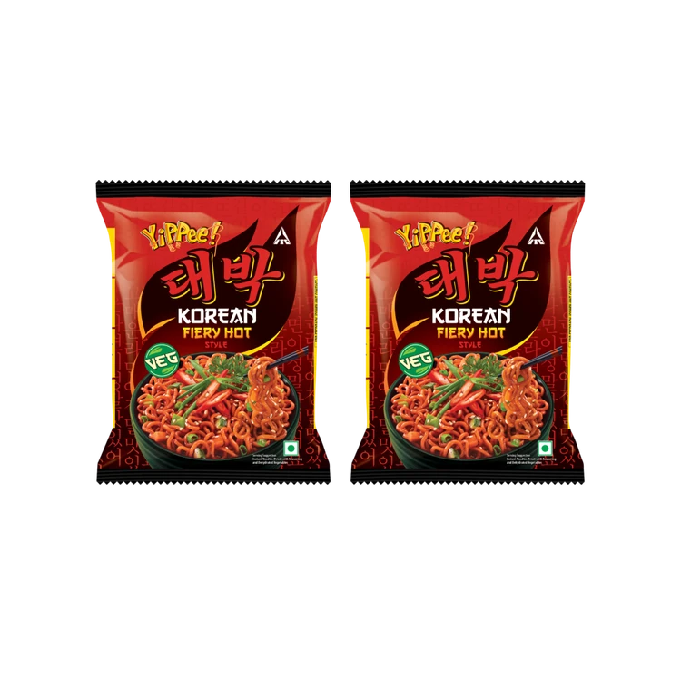 Yippee Korean Fiery Hot Style Veg Noodles - Pack of 2