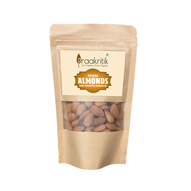 Praakritik Organic Almonds Raw Unsalted, Unroasted