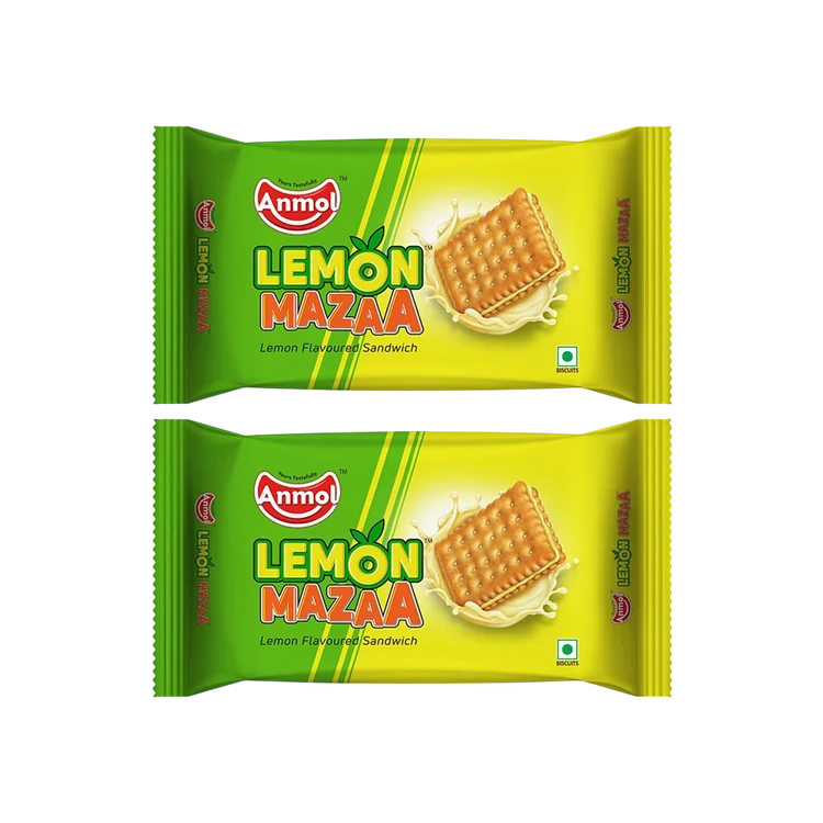 Anmol Lemon Mazaa Sandwich Cream Biscuits - Pack of 2