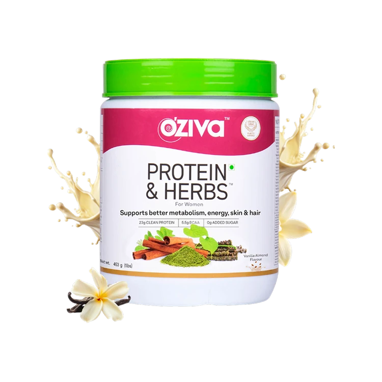 OZiva Whey Protein & Herbs for Women (Vanilla Almond)