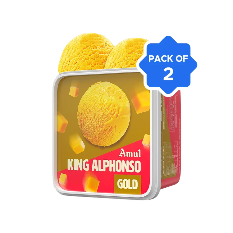 Amul Gold King Alphonso Ice Cream Tub 1 ltr - Pack of 2