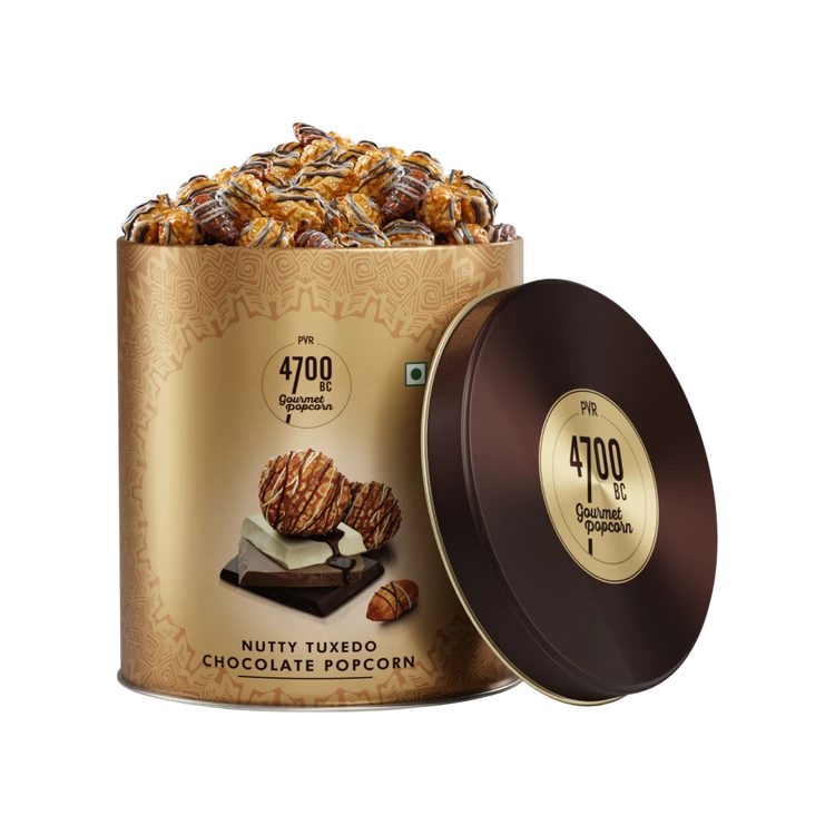 4700BC Nutty Tuxedo Chocolate  Gourmet Popcorn Tin