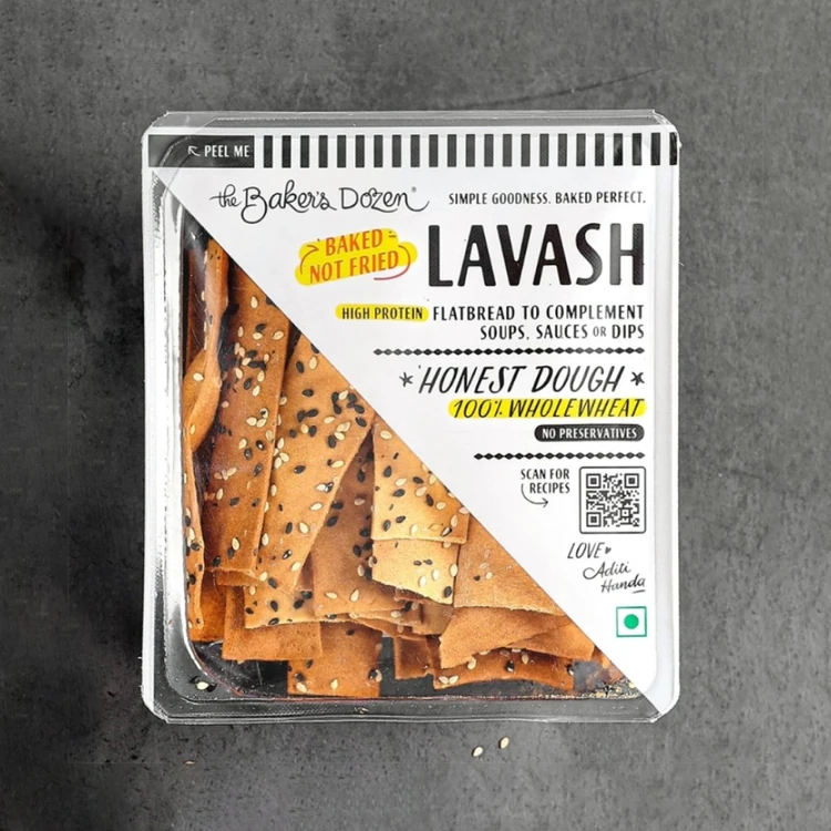 The Baker's Dozen Whole Wheat Baked Lavash Flatbread Crisp for Dip