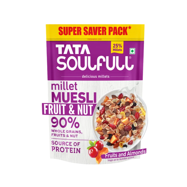 Tata Soulfull Millet Muesli With 90% Fruits, Nut & Wholegrain Cereal