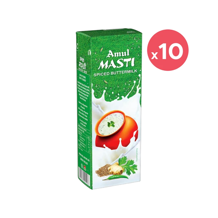 Amul Masti Spiced Salted Buttermilk - Pack of 10