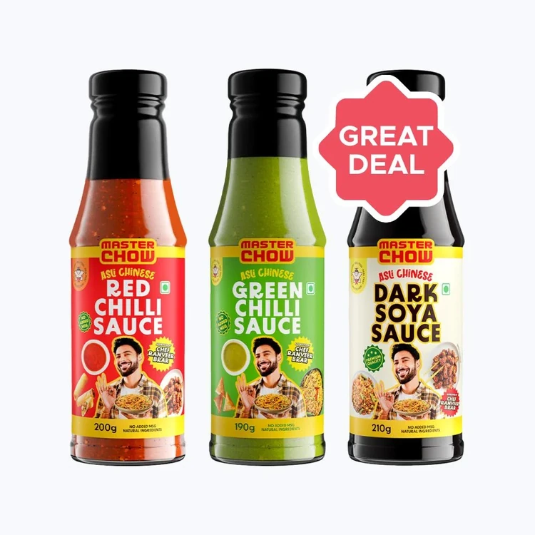 MasterChow Red Chilli Sauce + Green Chilli Sauce + Dark Soya Sauce Combo