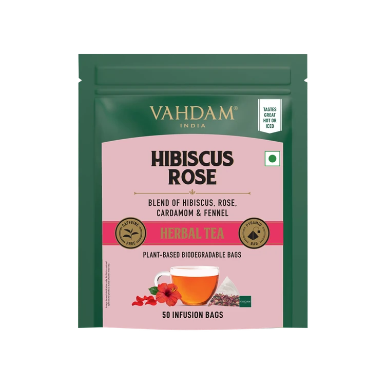 Vahdam Hibiscus Rose Herbal Tea Bags