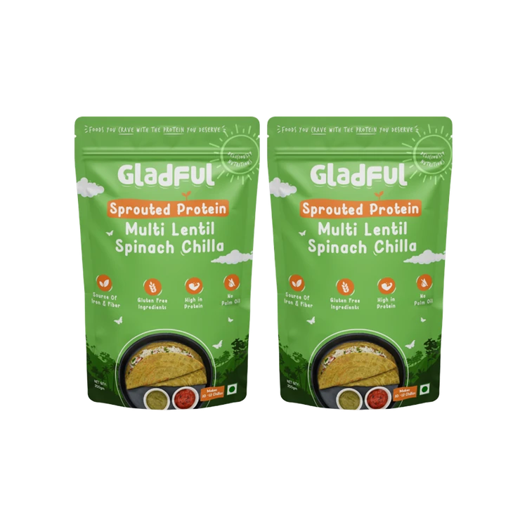 Gladful Multi Lentil Spinach Chilla Mix - Pack of 2