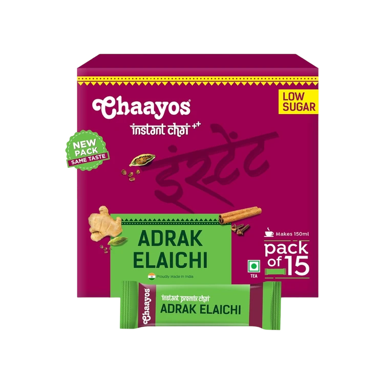 Chaayos Adrak Elaichi Instant Tea Premix Low Sugar