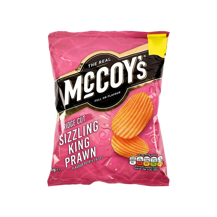 McCoy's Sizzling King Prawn Potato Crisps - Ridge Cut