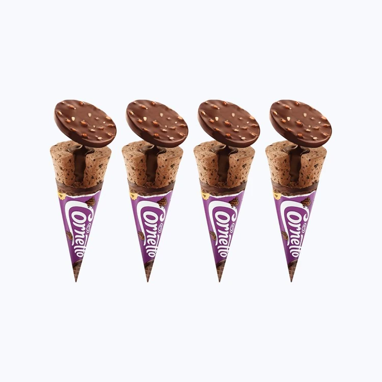 Kwality Walls Cornetto Choco Brownie Frozen Dessert Cone - Pack of 4