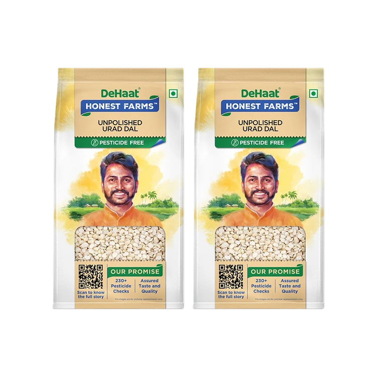 Dehaat Honest Farms Pesticide-Free Urad Dal (Dhuli) Unpolished - Pack of 2