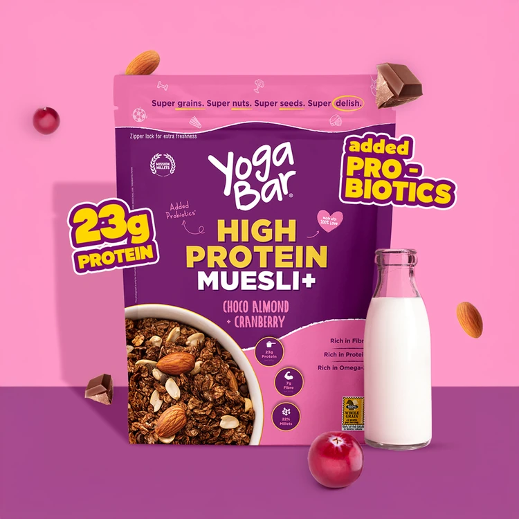 Yoga Bar High Protein Muesli Choco Almond & Cranberry with Probiotics