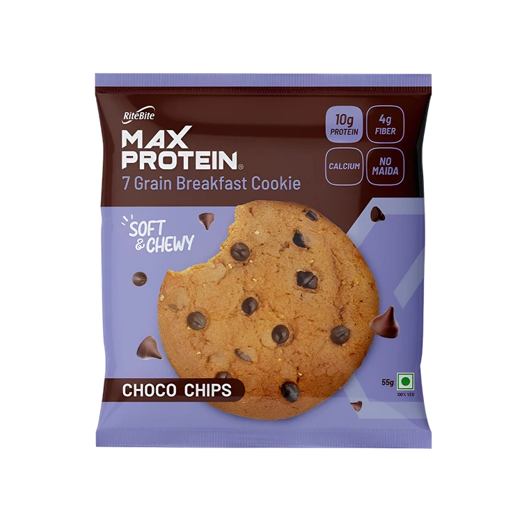 RiteBite Max Protein No Maida 7 Grains Choco Chips 10 g Protein Cookies