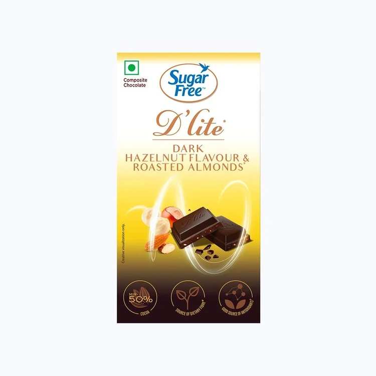 Sugar Free D'Lite Dark Chocolate Bar (Hazelnut & Roasted Almonds)