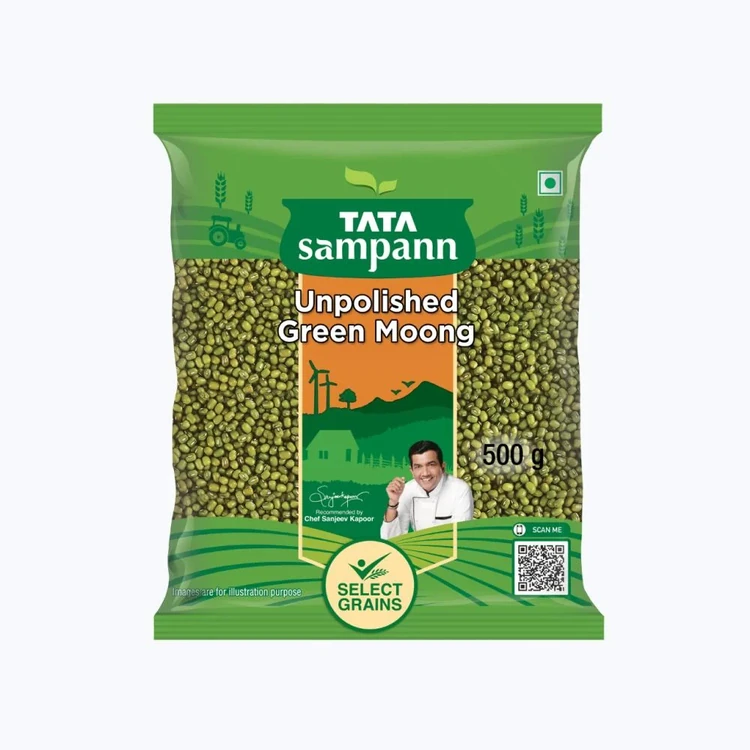 Tata Sampann Unpolished Green Moong (Sabut) Whole Dal (Hesaru Kalu)